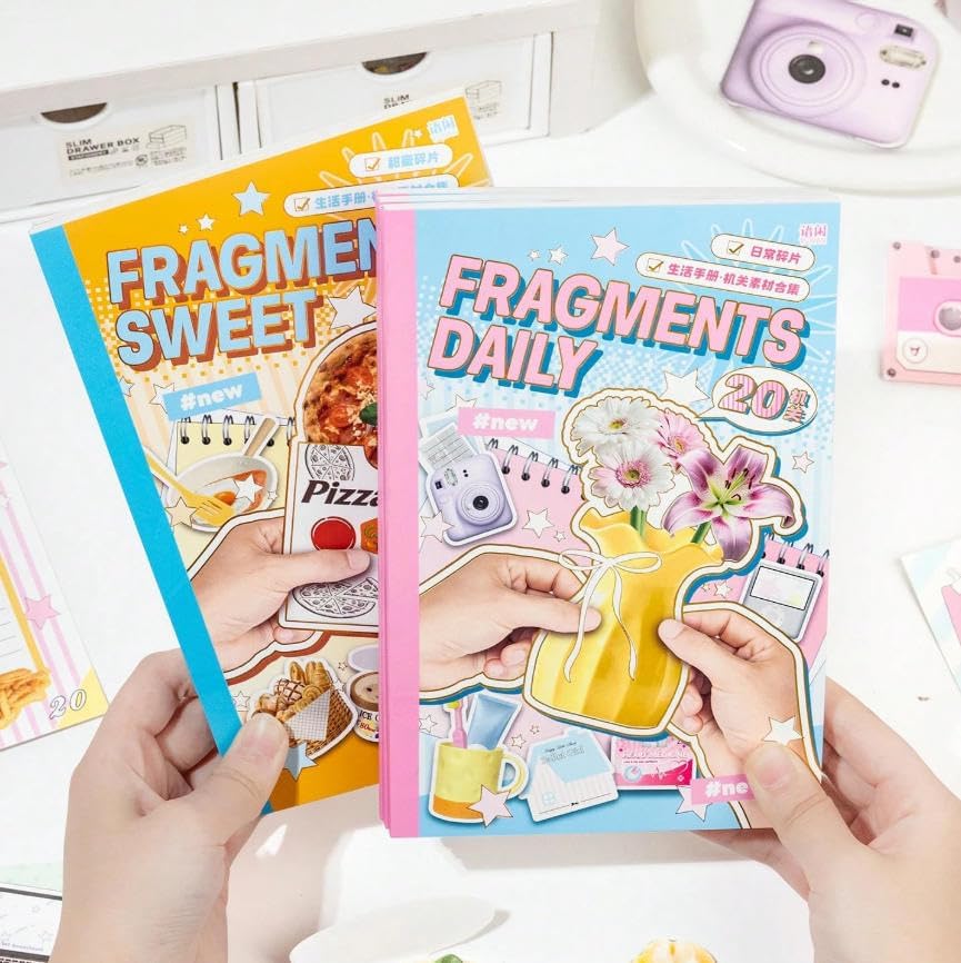 TIRCA Scrapbook Kit for Girls, Aesthetic Journaling Kit with 3D Pop-Up Pre-Cut Stickers (2 Pack, 40 Sheets), DIY Scrapbooking Supplies, Easy No-Scissors Craft Set for Teens Women, Creative Gift