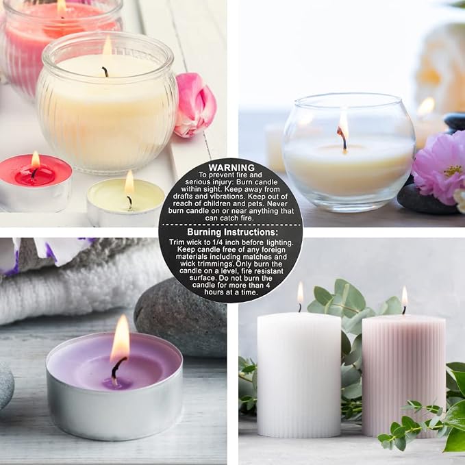 1000 PCS Black Candle Safety Stickers, 1.5 inch Round, Waterproof, Modern Style, Candle Warning Labels