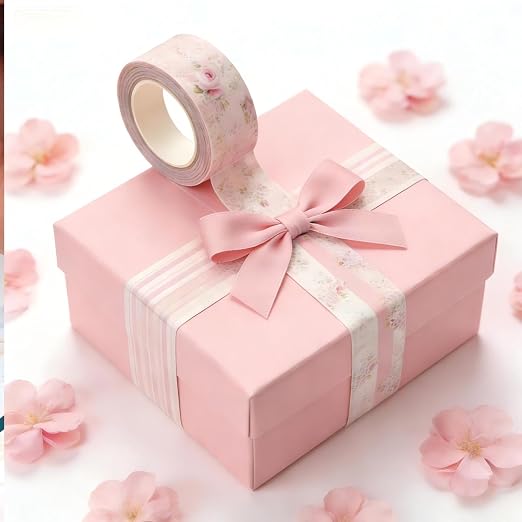 12 Rolls Floral Washi Tape Set,Pastel Pink,Tea Party | Watercolor Flowers Design for Scrapbook Journal DIY Craft School Supplies, 15 mm Vintage Decorative Masking Washi Tapes