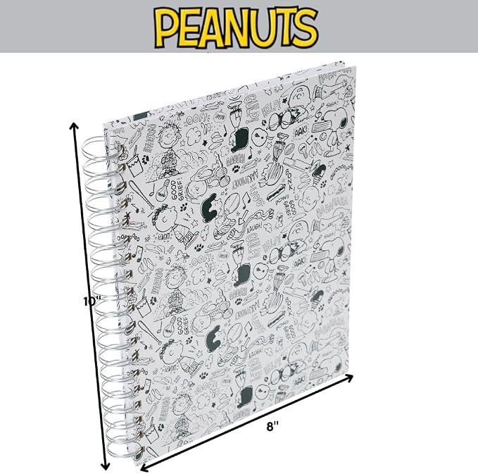 Peanuts Gang Sketchbook for Kids with Washable Markers, 86 Blank Pages Spiral Bound, Snoopy
