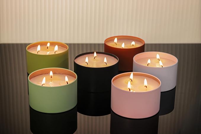 Tins With Lids, 3 Wicks Containers 12 Pack 14oz/420ml Seamless Bulk for Candle Making Supplies Wholesale Empty Jars - White