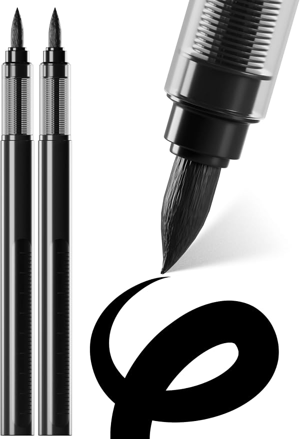 ARTISTRO Black Acrylic Paint Markers - Brush Tip - Set of 2