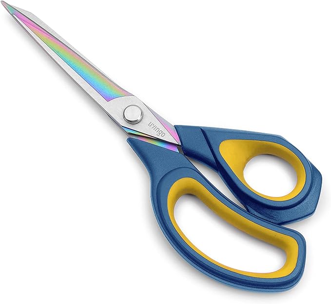 LIVINGO Fabric Scissors 9.5" Titanium Coated Heavy Duty Sewing Shears | Sharp Forged Stainless Steel Edge, Ergonomic Grip, Dressmaking Leather Cutting Craft Supplies