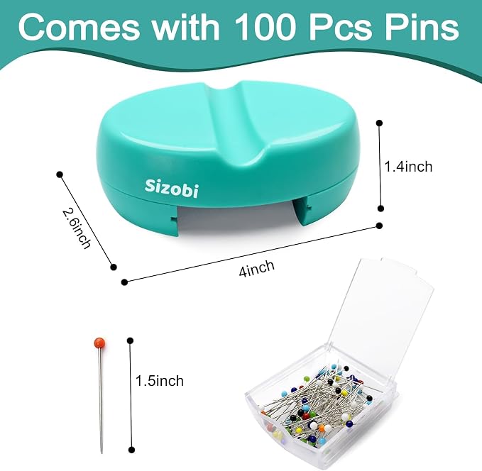 Sizobi Magnetic Pin Holder with 100 Pcs Pins, Sewing Supplies Organizer