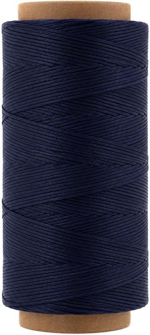Mandala Crafts 150D 0.8mm Dark Navy Blue Leather Sewing Flat Waxed Thread