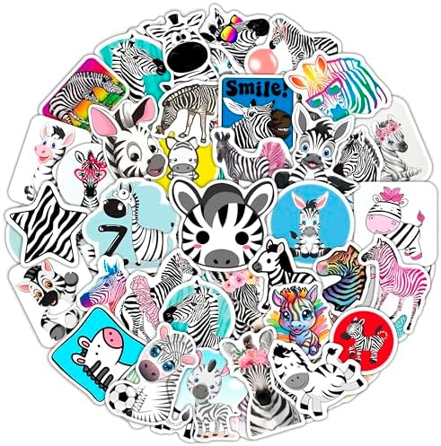 Zebra Stickers for Water Bottle and Laptop - Safari Party Supplies & Decorations, Waterproof Vinyl Animal Decals, Fun Zebra Stickers Laptop Decals, Gifts for Women & Men