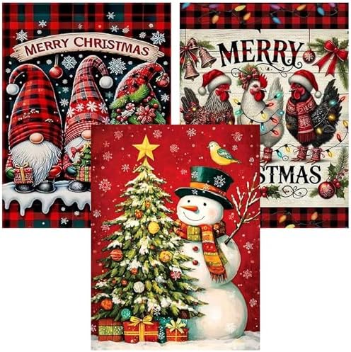 WNPOKN 3Pcs Christmas Snowman Diamond Art Kits for Adults 12 x 16inch