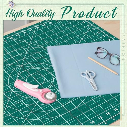 Teenyyou 18" x 24" Self Healing Travel Folding Cutting Mat with Grid for Quilting Sewing Craft Hobby Board Sewing Cutting Mat for Quilting Leather Fabric Crafting Scrapbooking Art Clay, A2+, Green