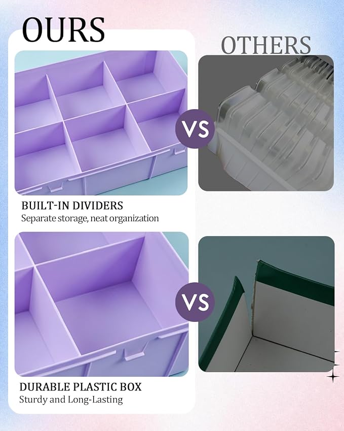 Diamond Art Trays with Lids, 60PCS Diamond Painting Storage, Purple | 60PCS Diamond Painting Trays with Lids, Diamond Painting Accessories for Diamond Art Beads, Purple Plastic Box (2 Packs)