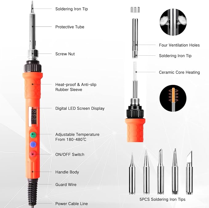 Electronic Soldering Iron Kit, 120W Digital Soldering Gun Tools