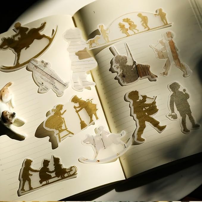CATaireen Vintage Junk Journal Ephemera Scrapbooking Supplies Translucent Vellum Paper Stickers Card Making Decal Art Aesthetic for Adults (Character Sketch)