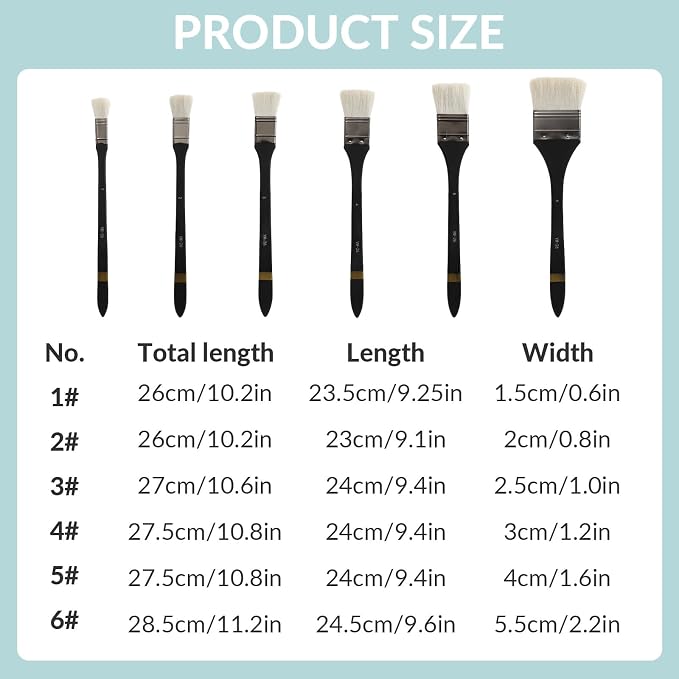 EORTA Flat Art Paint Brushes Set Assorted Size Nylon Painting Brushes