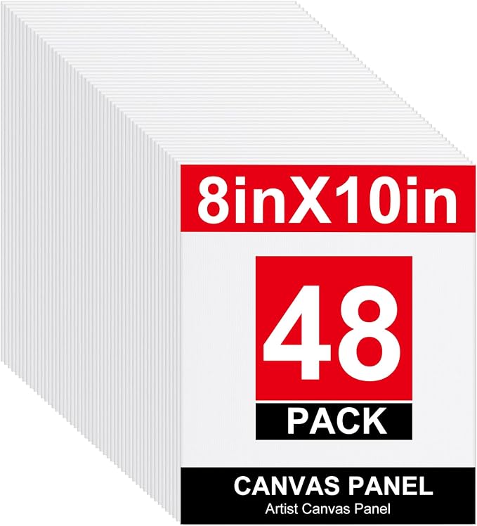 48 Pack 8x10 Inch Blank Canvas Boards for Art Supplies for Artists and Crafters