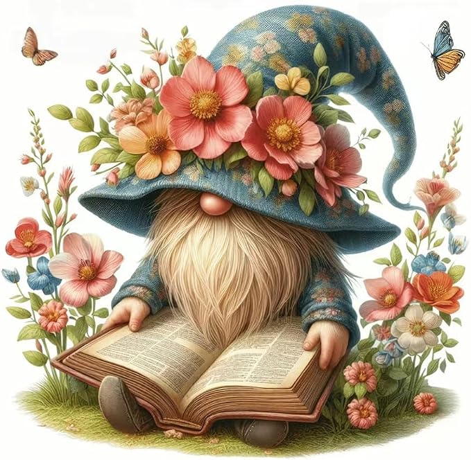 Gnome Diamond Art Kits for Adults,Wildflowers Diamond Painting Kits 14X14In