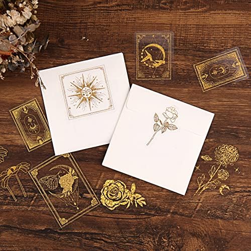 Dizdkizd Die Cut Golden Holographic Stickers, 360-Piece Glitter Translucent Decorative Decals PET Self-Adhesive Scrapbooking Supplies Set for Craft Projects Photo Album Laptop Resin Art