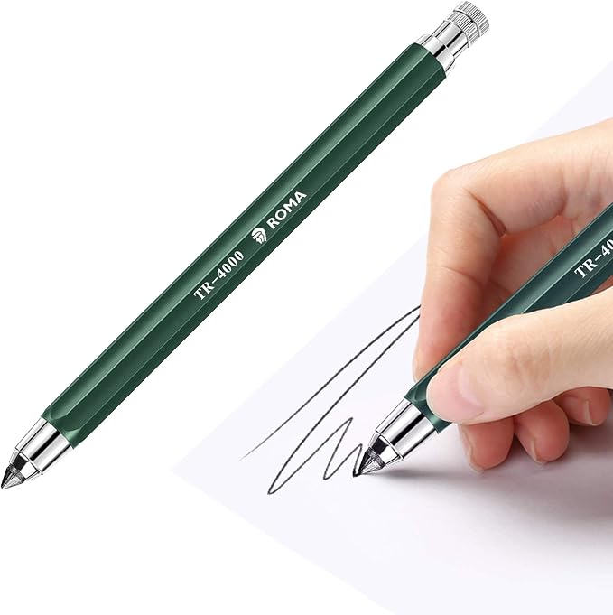 4.0mm Mechanical Pencil Lead Holder with Clip Mechanical Clutch with Built-in Sharpener Automatic Graphite Pencil Lead Pencil For Construction, Draft Drawing, Crafting, Art Sketching