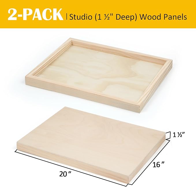 Falling in Art 2 Pack 16x20'' Unfinished Gallery Birch Wood Canvas Panels