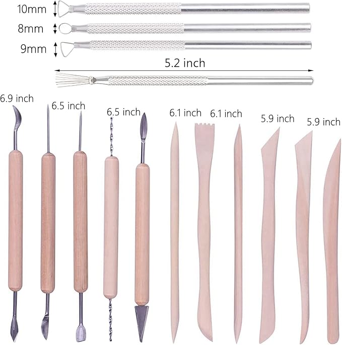 Polymer Clay Tools,25Pcs Pottery Sculpting Tools Set with Plastic Case for Ceramic Modeling Carving Beginners Expert Crafts Club, Dotting,Hobbyists, Artists