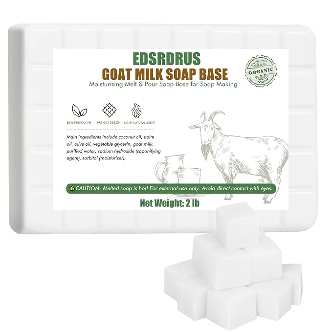 EDSRDRUS 2lb Scent Soap Base DIY Handmade with Goat Milk & Coconut Oil, Moisturizing Melt and Pour Soap Base