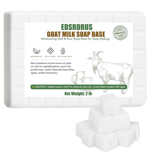 EDSRDRUS 2lb Scent Soap Base DIY Handmade with Goat Milk & Coconut Oil, Moisturizing Melt and Pour Soap Base