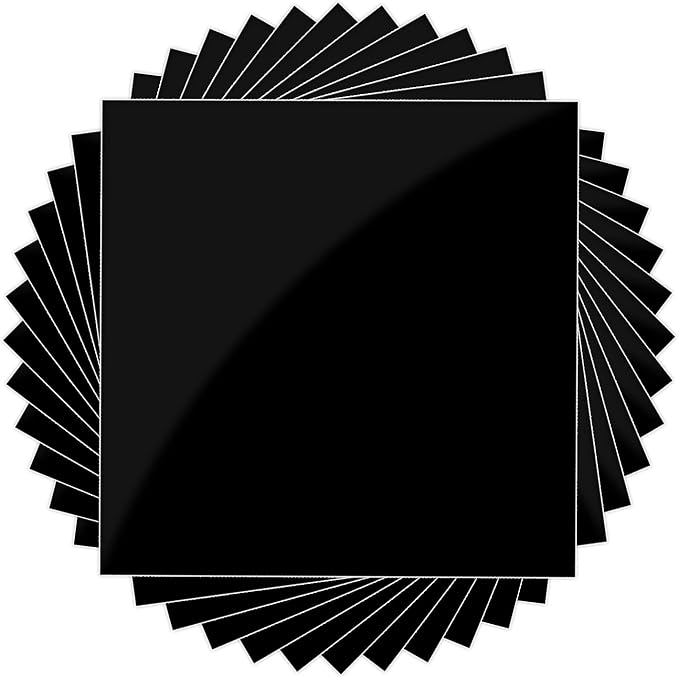 Glossy Black Permanent Vinyl for Cricut - 12 Pack Lya Vinyl Permanent Outdoor Vinyl, 12"x12" Self Adhesive Vinyl Sheets for Decor Sticker, Party Decoration, Car Decal