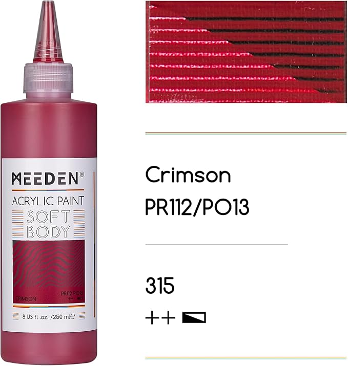 MEEDEN Soft Body Acrylic Paint: Crimson Red Matte Finish 250ml/8.45oz