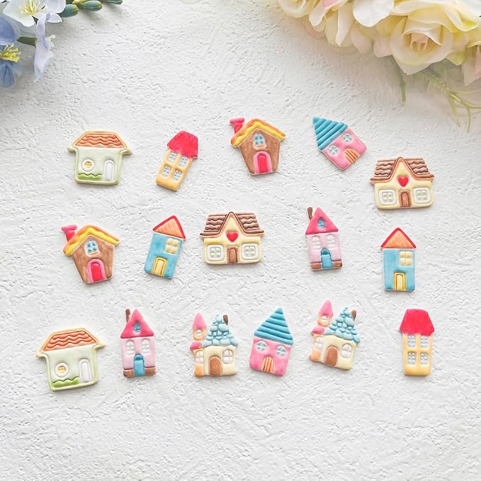 Cozy Cottage Polymer Clay Cutters Set - 8pcs Cute House Shapes for DIY Earring Jewelry, Soft Clay Crafts, Scrapbooking & Miniature Home Decor