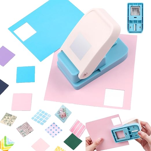 BAOFALI 3Pcs/Set 2 Stamp Puncher 1X0.8inch & 1inch Square Punch Set, Scalloped Rectangle Lever Action Craft Punch for Paper Crafting Scrapbooking DIY Card Making Arts Crafts Supplies
