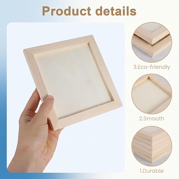 24 Pack Wood Panel Boards for Painting, 6x6 in Unfinished Wood Canvas Panel