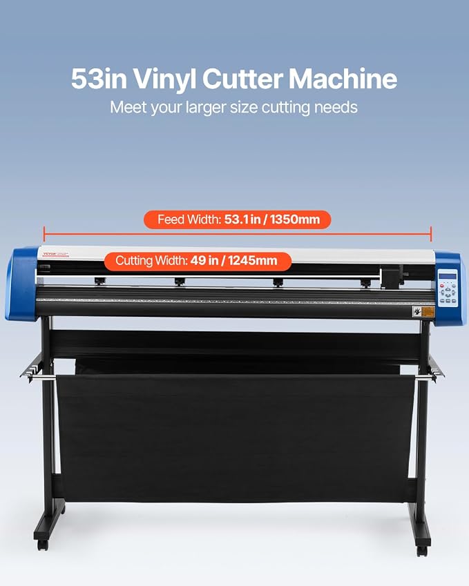 VEVOR Vinyl Cutter Machine 53" Semi-Automatic Vinyl Printer Cutter Machine | For Cutting Multiple Materials, DIY Positioning Sign Cutting with Floor Stand Signmaster Software, Compatible with Windows