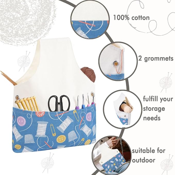 TOGETRUE Yarn Bag, Knitting Crochet Tote Bag, Lightweight Yarn Storage Bag Organizer, Travel Knitting Wrist Bag, Yarn Tote Bags for Crocheting, Holding Yarn, Knitting Needles (Accessories Pattern)