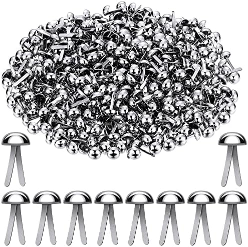 Hotop 500 Pcs Brad for Paper Crafts Metal Paper Fasteners, Silver