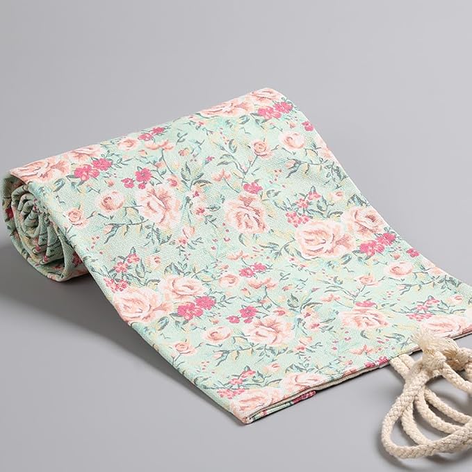 DIYOMR 24/36/72 Slots Pencil Wrap Pencil Rolls, Artist Colored Pencils Roll Up Bag Short Brushes Pouch Case Pencils Organizer for Drawing Coloring and Sketching,No Pencils (Small Floral, 36slots)