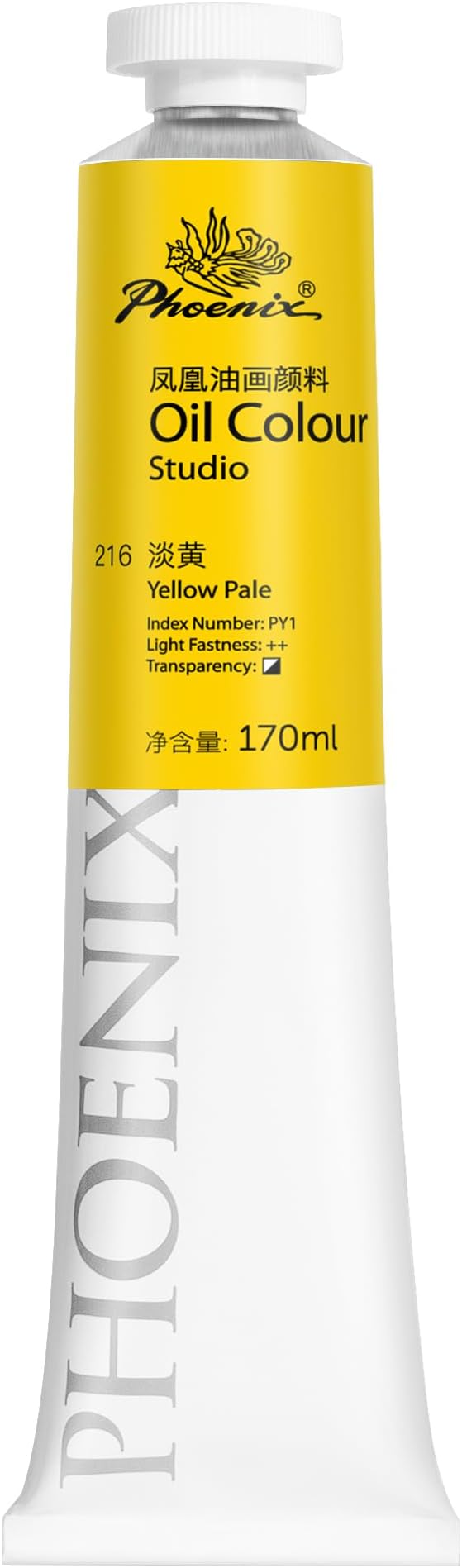 PHOENIX Yellow Pale Oil Paint - Studio Oil Paint Single Large Tube - 170ml / 5.75 Fl oz. Yellow Pale 216