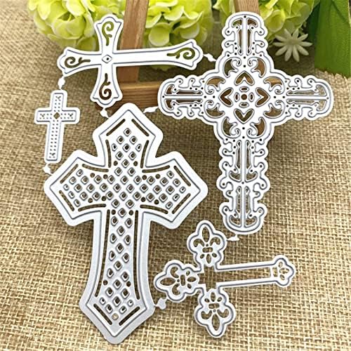Scrapbooking Die-Cuts, Layer Frame Net Set Metal Cutting Dies for Card Making, Paper Craft Template, Background Embossing Stencils, DIY Album Décor (Five Crosses-11.4x12.5cm)
