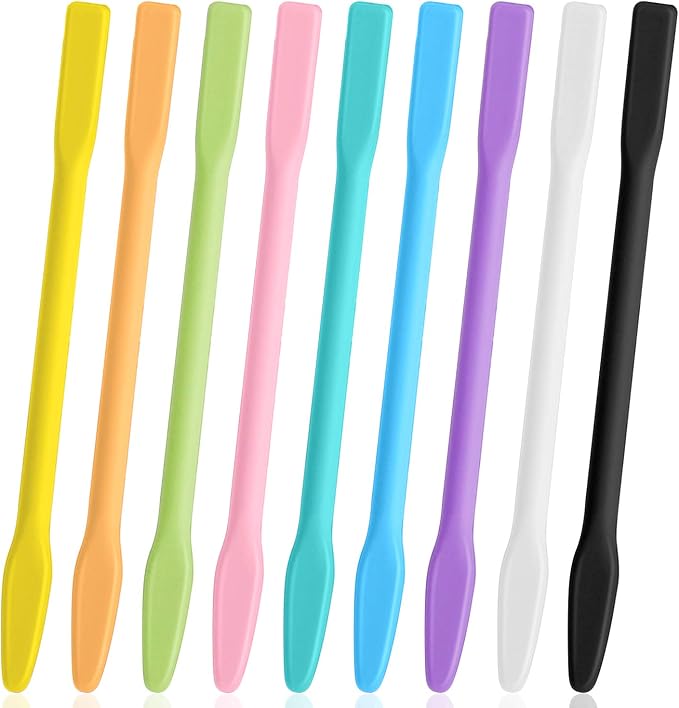 Gartful 9PCS Colored Silicone Stir Sticks, Reusable Epoxy Resin Stir Sticks, for Resin Mixing, Paint, Making Glitter Tumblers Cups, Arts, Crafts, Facial Mask Stirring Rods, 9 Colors