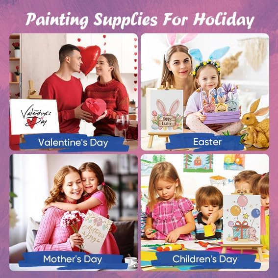 ESRICH Small Canvases for Painting 6x8in, 3 Pack Stretched Canvases for Painting 5/8" Profile Primed Acid Free Painting Canvas for Kids for Oil Paint, Watercolor, Acrylic Paint, Gouache, Tempera.