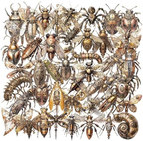 50Pcs Steampunk Insect PET Stickers Set