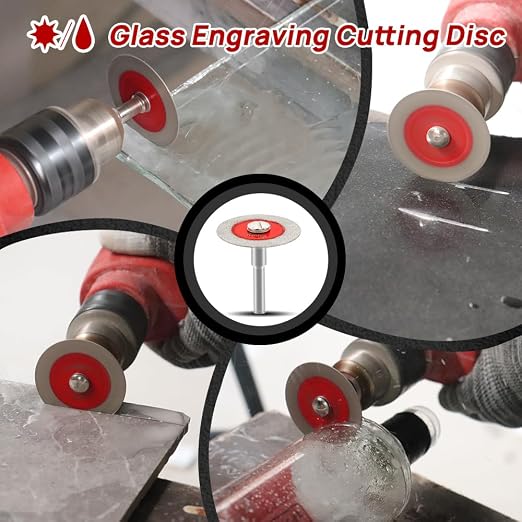 Mini Diamond Glass Cutting Disc - FOCSTOL 5pcs 1-9/16 Inch(40mm) Glass Saw Blade and 1pc 1/4 Inch(6mm) Round Shank for Glass Jade Marble Granite Artificial Stone Porcelain Tile Ceramic