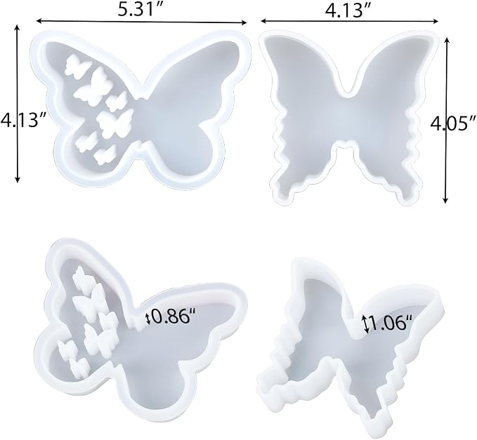 Resin Butterfly Molds Silicone, 2 Pack Silicone Molds for Epoxy Resin | Butterfly Resin Molds, Deep Epoxy Butterfly Mold for Soap, Candle Casting, Flower Bouquet Preservation Wedding Decor Flexible