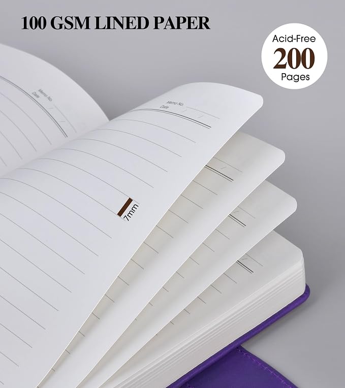 PAIBAS Lined Journal Notebook for Men, A5 Leather Journals for Writing Women, Hardcover Notebooks for Work,School,Note Taking,Travel,Business,Personal daily Diary,200 Page College Ruled (5.9" x 8.4")