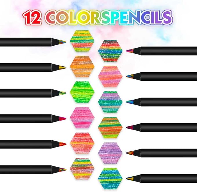 Art Supplies 12 Rainbow Colored Pencils, Teen Girl Gifts Trendy Stuff, Multicolored Cool Stuff Fun Art Pencil Teen Girl Gifts Trendy Stuff