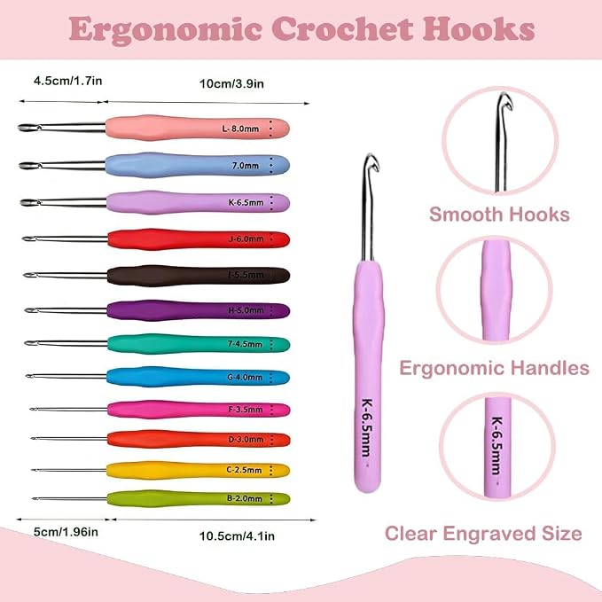 Yarniss Crochet Kit for Beginners,All in One Crochet Kit for Adult,Pink | Crochet Set with 1120 Yards Yarn & 12 Ergonomic Crochet Hooks, Learn to Crochet with Step by Step Video Tutorial