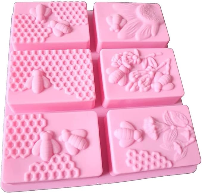 2Pcs Rectangle Bee Silicone Soap Molds for Homemade | Honeycomb Molds,Craft Making,for Chocolate Jelly Candy