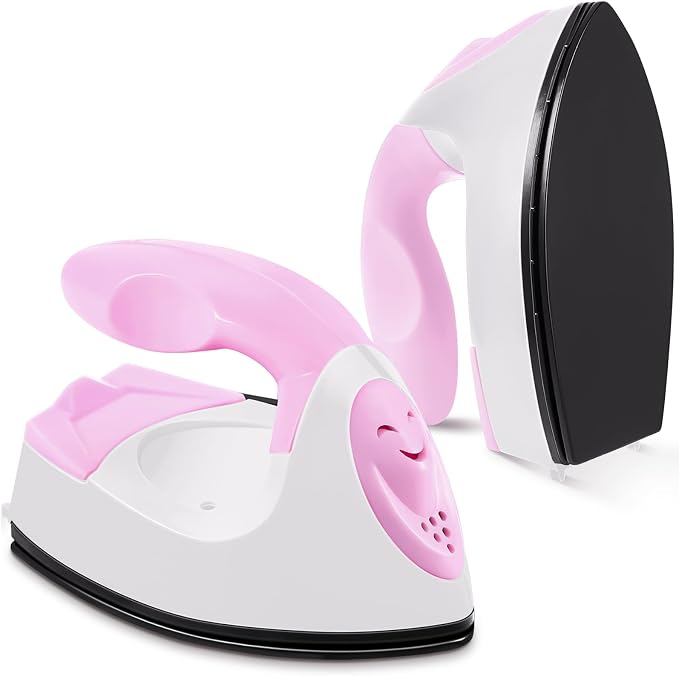 Honoson Mini Craft Iron with Charging Base Tiny,Light Pink,White
