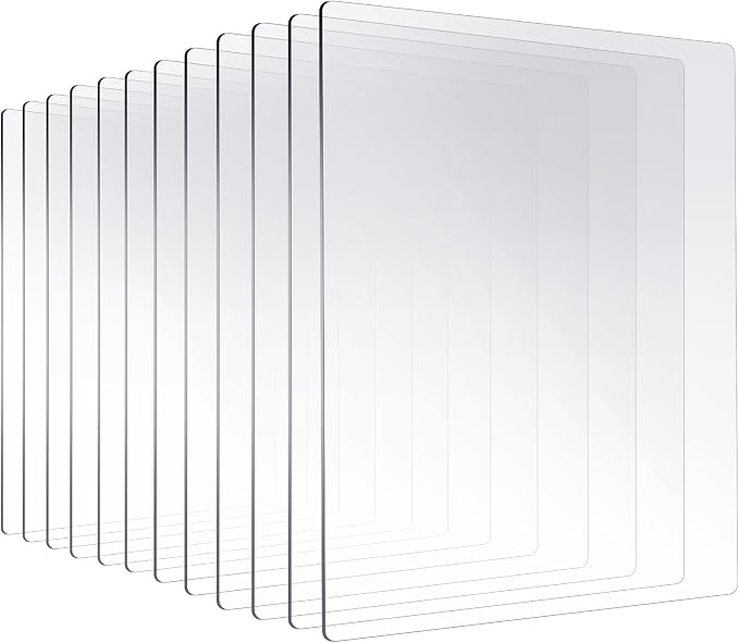 12 Pcs Cutting Pad Set for Die Cutting Machine, Clear Polycarbonate Cut Plates 8.7x6.1 Inch, Standard Embossing Plates for Card Die Cutter, DIY Scrapbooking Paper Crafting Accessories