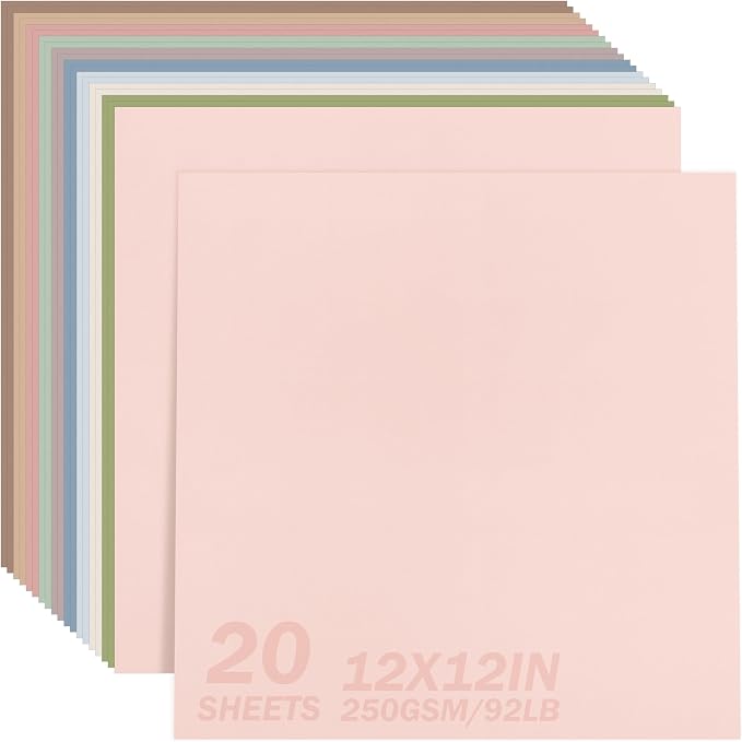12x12 Inch Cardstock Morandi Mixed Colors 250GSM/92LB 20 Sheets Card Stock