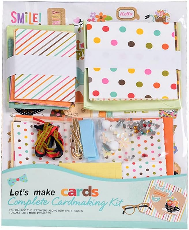 Huralona Greeting Card Making Supplier Envelope Kit Gift Anniversary Craft | Handmade DIY Card Kits 16 Cards 16 Envelopes and Dec Accessories for Birthday Thanksgiving Christmas Wedding Invitation