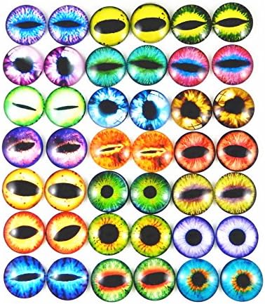 Julie Wang 18mm 40pcs Mixed Dragon Eyes Flatback Glass Cabochon Dome for Artworks Making Jewelry Settings Craft DIY Findings