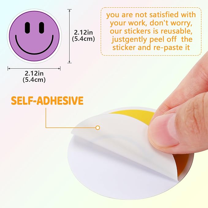 50PCS Smile Face Stickers, Waterproof PVC Stickers